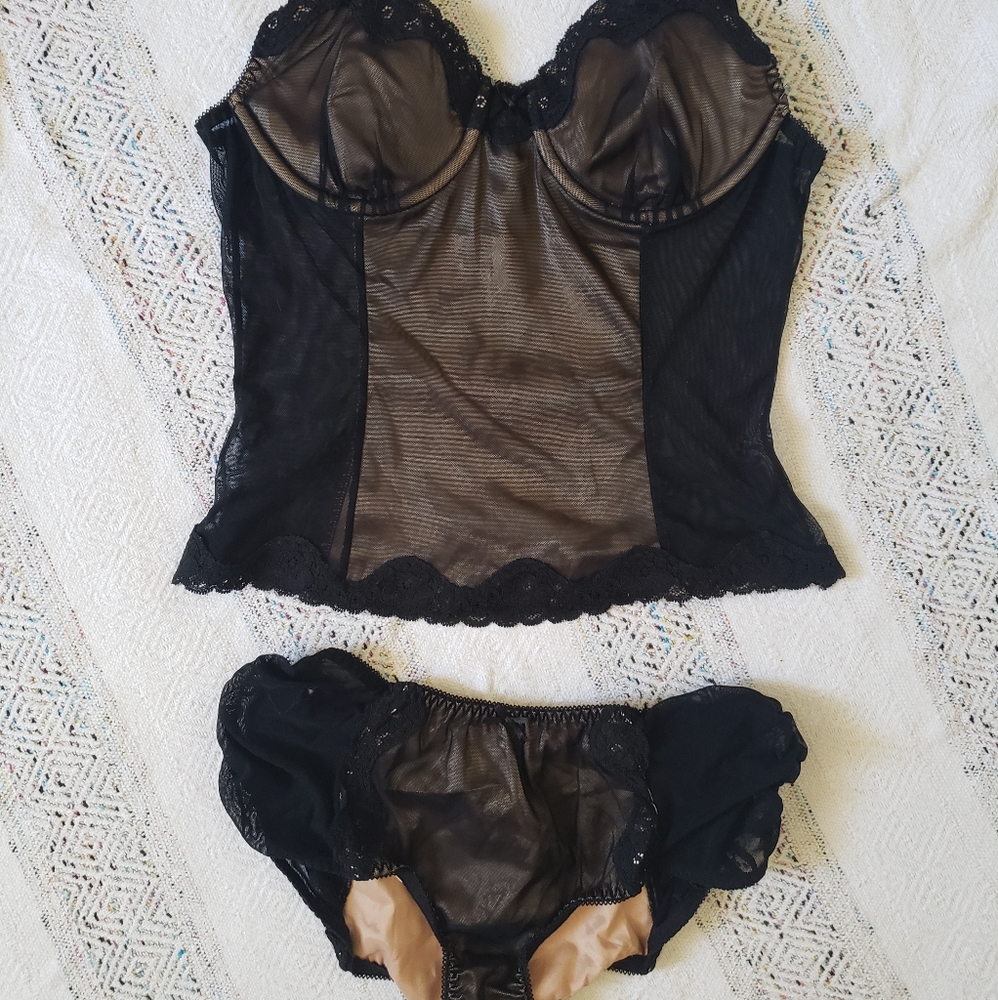 Seductivewear Black Two Piece Lingerie Set M